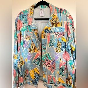 Disney Castles of Disney Parks D23 Postage Stamps Denim Jacket